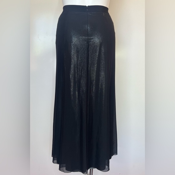 Valentina Vintage BlackSheer Silk with MetallicSilver Slits FullLength MaxiSkirt - Picture 14 of 16